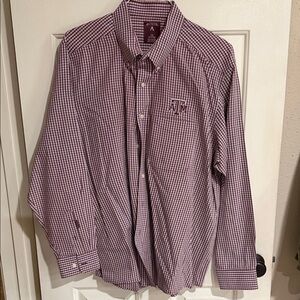 Antigua Men's Maroon Checkered Button Down Shirt